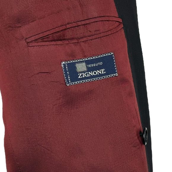 Lubiam 1911 Black Double Breasted Merino Wool Blazer Jacket Tessuto Zignone 44R - Picture 4 of 9